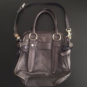 Anthropologie Schuler & Sons navy leather bag